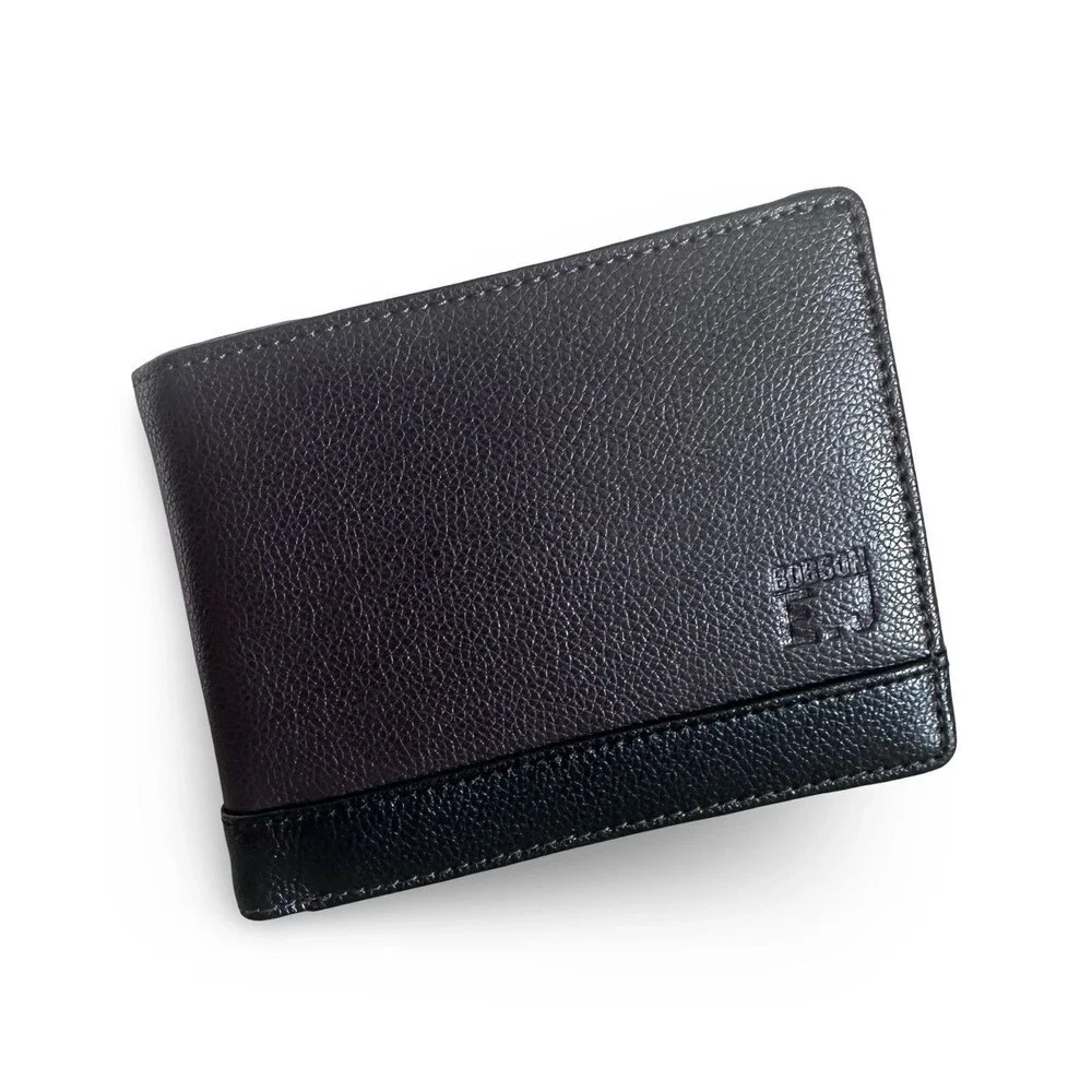 Bobson International Luxury Black Pebbled Leather Bofold mens wallet unused
